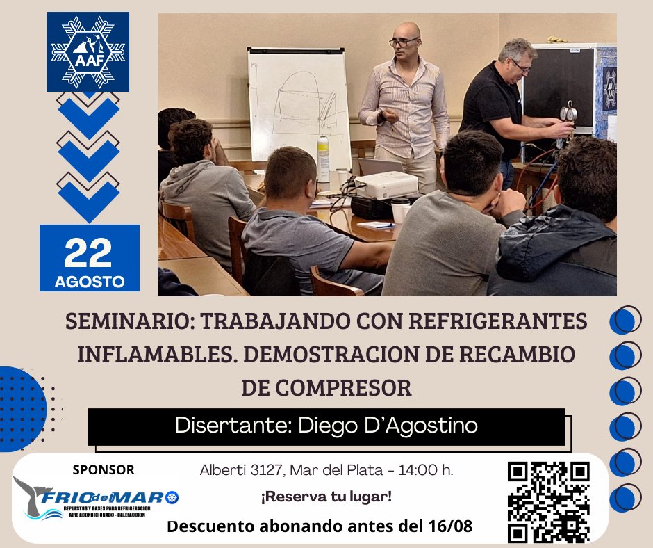 📍¡No te pierdas estas jornadas de capacitación sobre refrigeración en Mar del Plata! Aprende de expertos en el campo y amplía tus conocimientos en este tema tan importante. ¡Inscríbete ahora y sé parte de esta experiencia única! 
🔗rb.gy/qmvifv
#refrigeracion #mdq