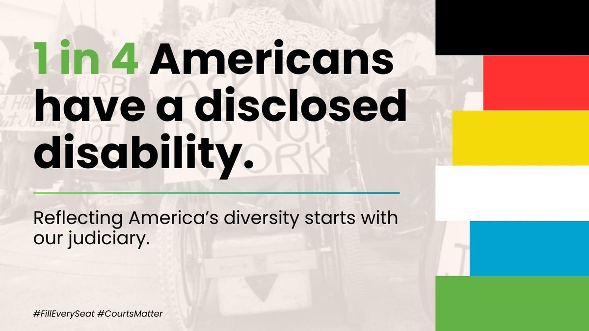 Working people deserve to have their cases heard by judges who understand the challenges they face. We need more judges with disability rights law experience #FillEverySeat #CourtsMatter #DisabilityPrideMonth
