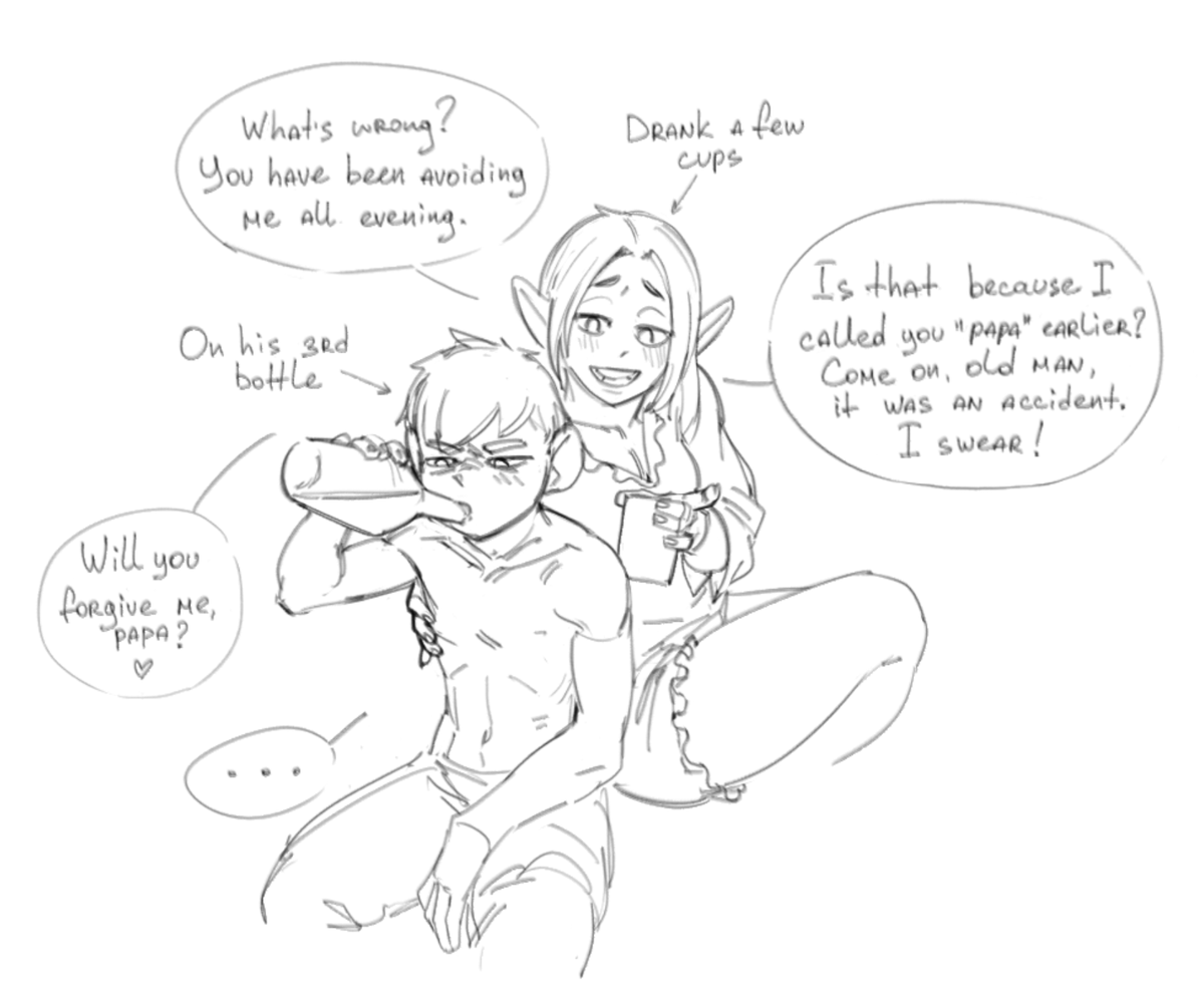 Eddrawsstuff's tweet image. Have a sketchy comic with a sketchy ship and way too much text. 
I mean, enjoy✨
#dungeonmeshi #marchil