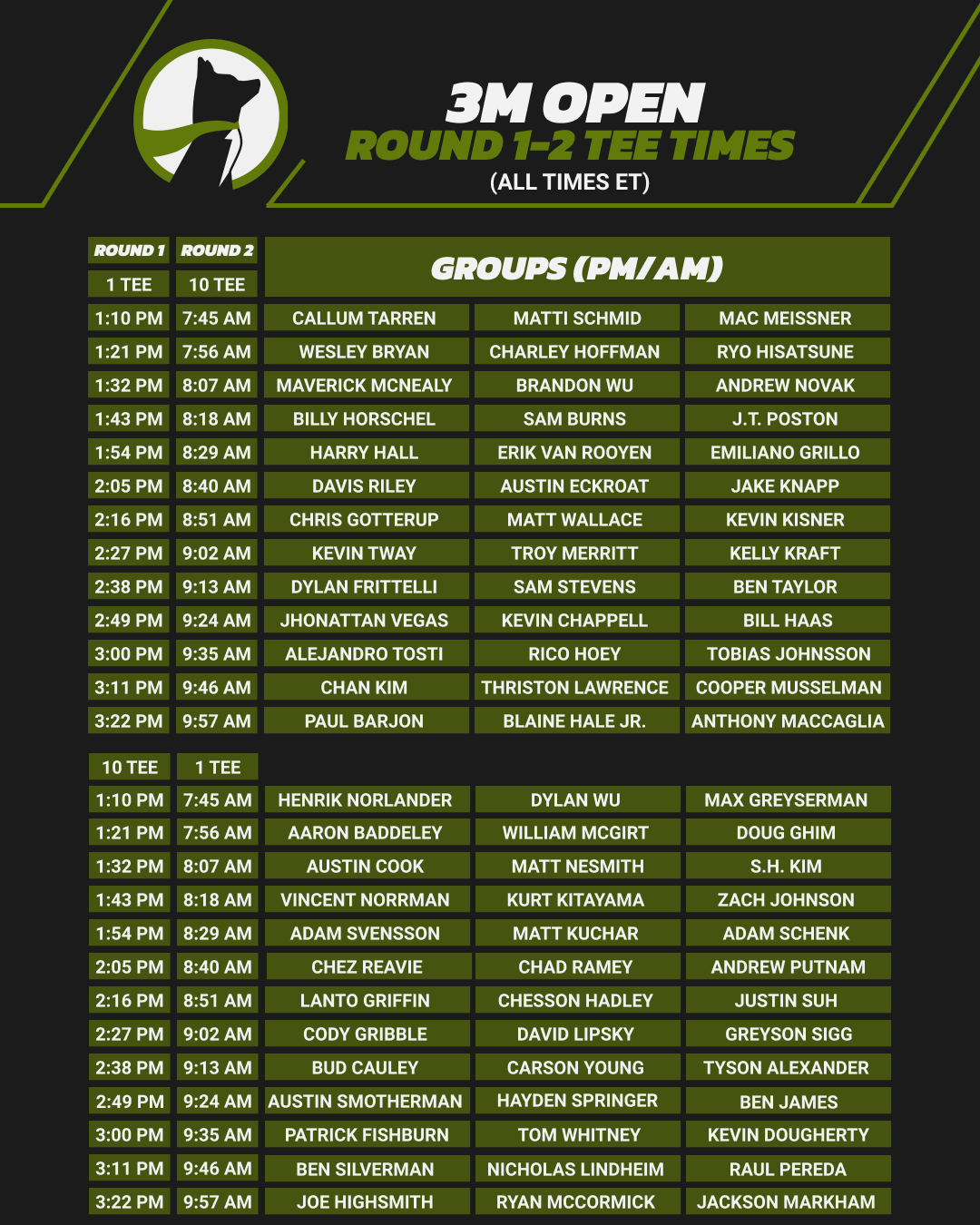 3m open round 3 tee times sale