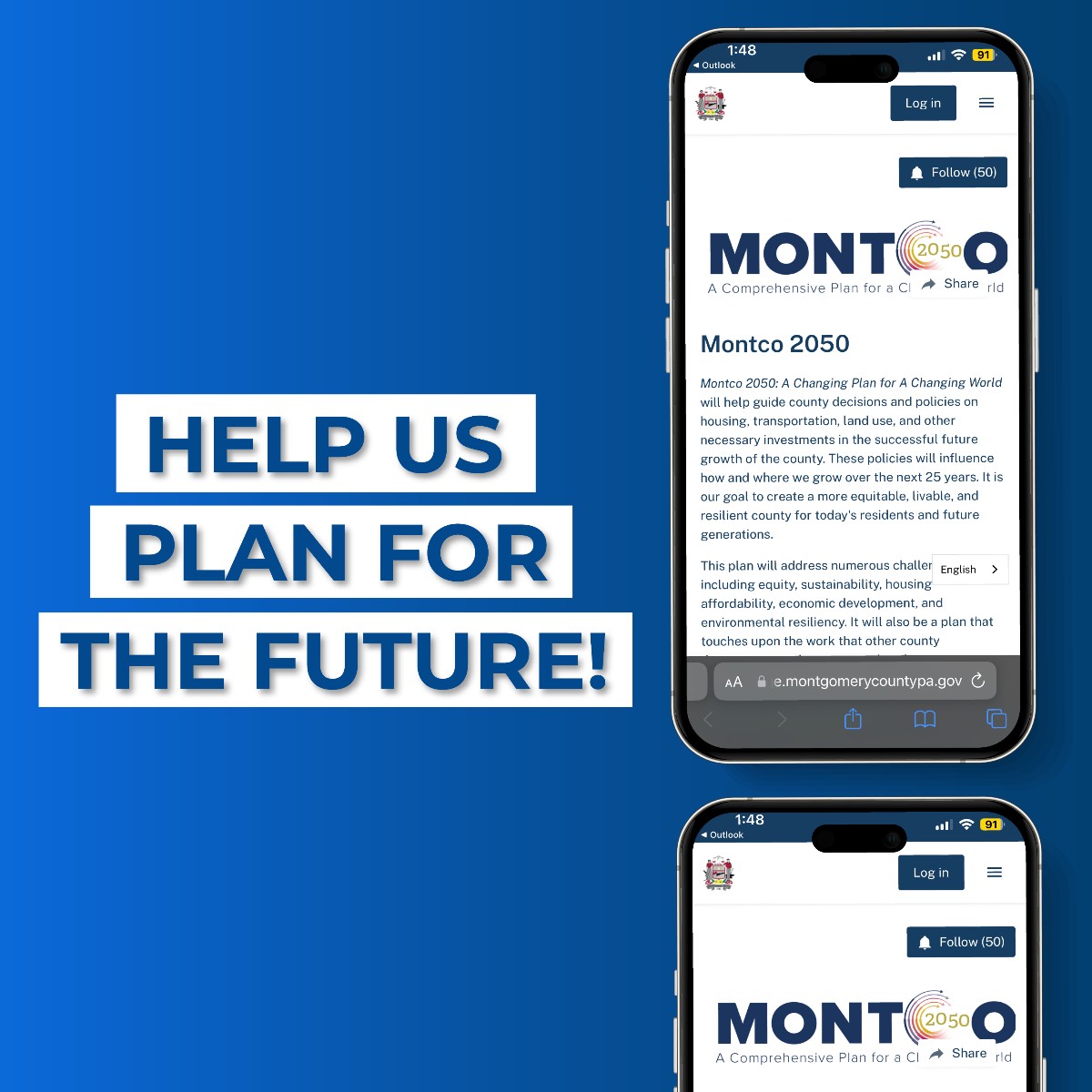 We need your help to plan for the future! Participate in #EngageMontco to provide your input on housing, transportation, open space, trails, community, and more.
👉 Visit our online platform to share your ideas: brnw.ch/21wLsfp.