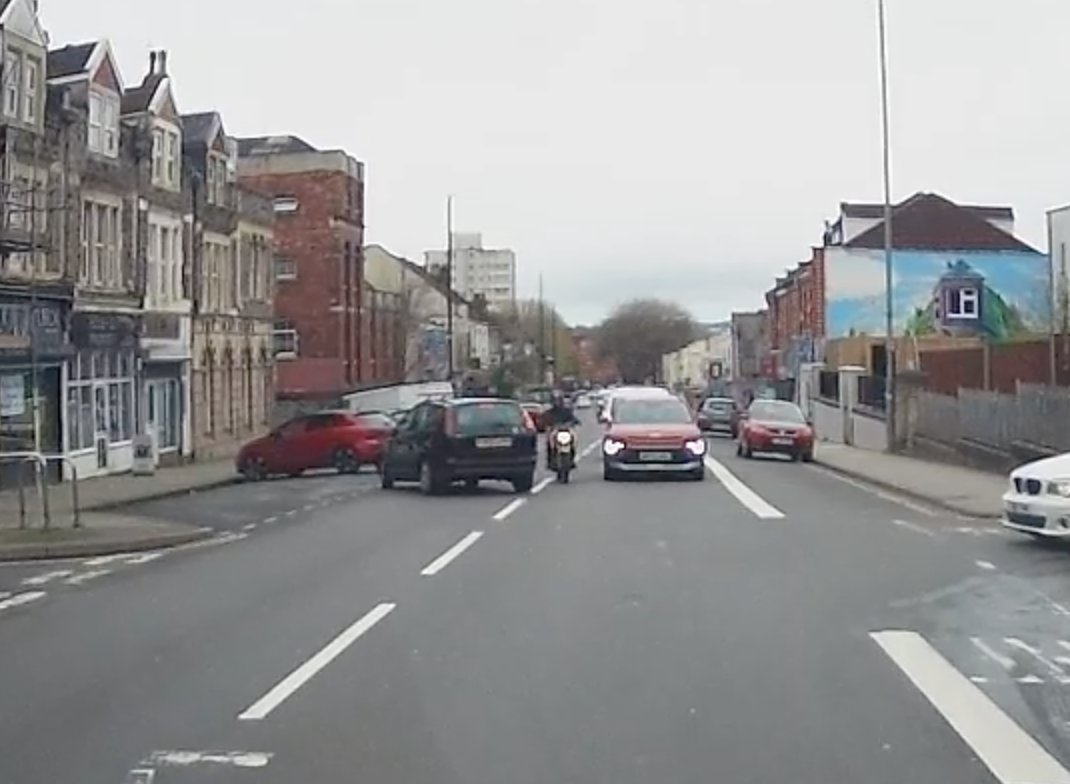 These images are 2 seconds apart from a rear facing vehicle camera. 

One aspect of cams is seeing just how close people come to colliding. In this case reckless overtaking by the motorcyclist nearly resulting in a side on collision with a turning vehicle. 

#VisionZero