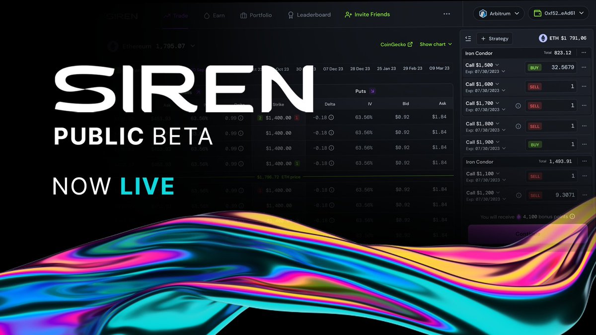 RWAF___'s tweet photo. The Siren Public Beta mainnet is now Live on @arbitrum!! 🥂

https://t.co/J7H8OIZgkg https://t.co/gZPpgf2xQk