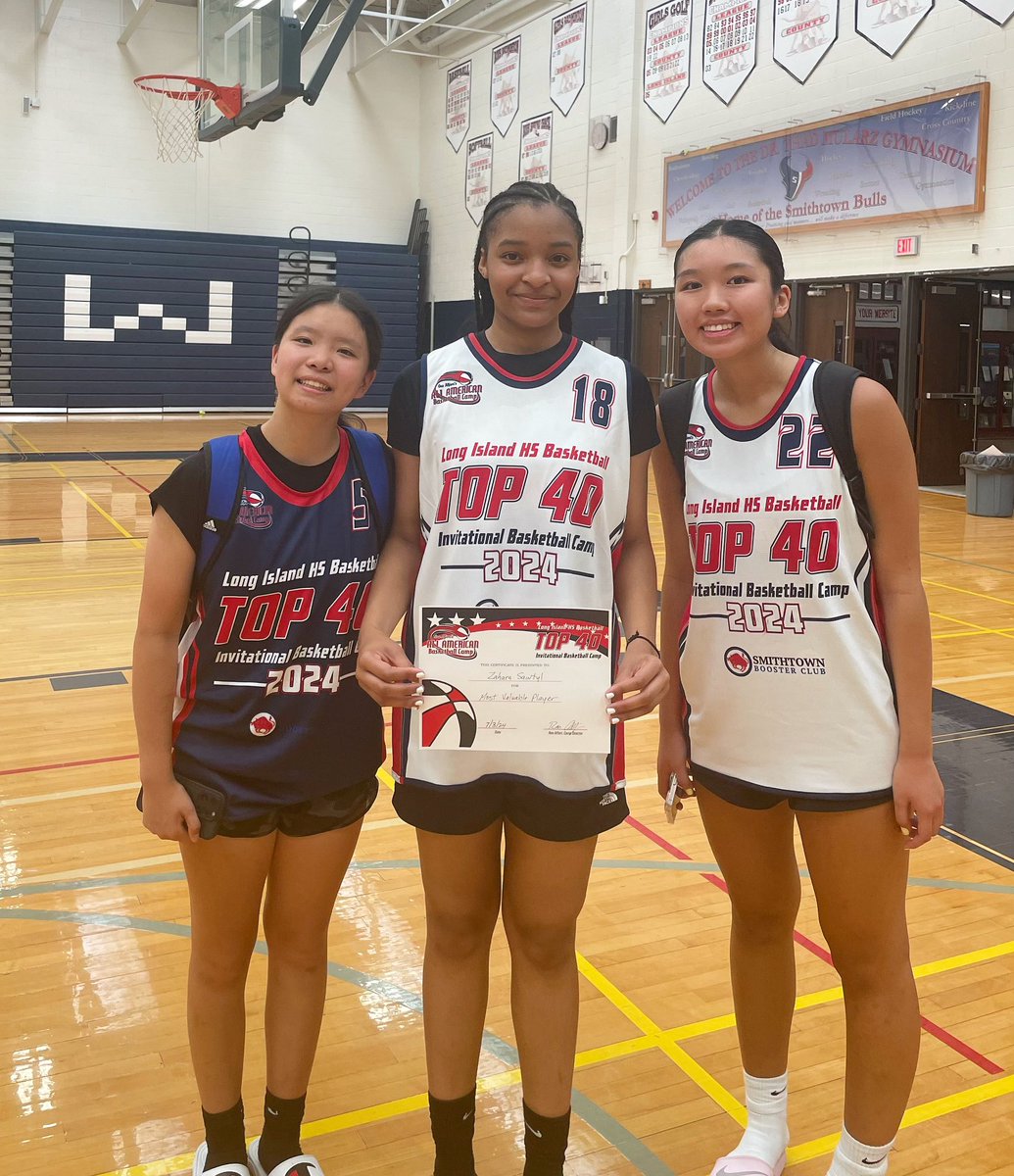 Shout out to Adora Cho (Great Neck South ‘25), Zahara Saintyl (Uniondale ‘26) and Althea Borleo (Clarke ‘26) were selected for the Long Island HS Basketball Invitational Camp. Congratulations to Zahara for being named MVP!