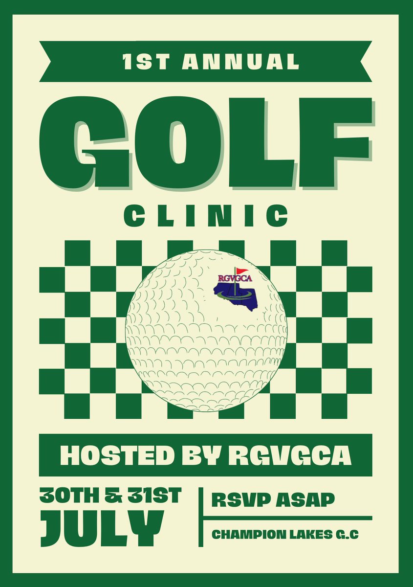 1st Annual Golf clinic 

Make sure RSVP and bring your electronic device fully charged 

forms.gle/sBNcFq9n15CcwW…