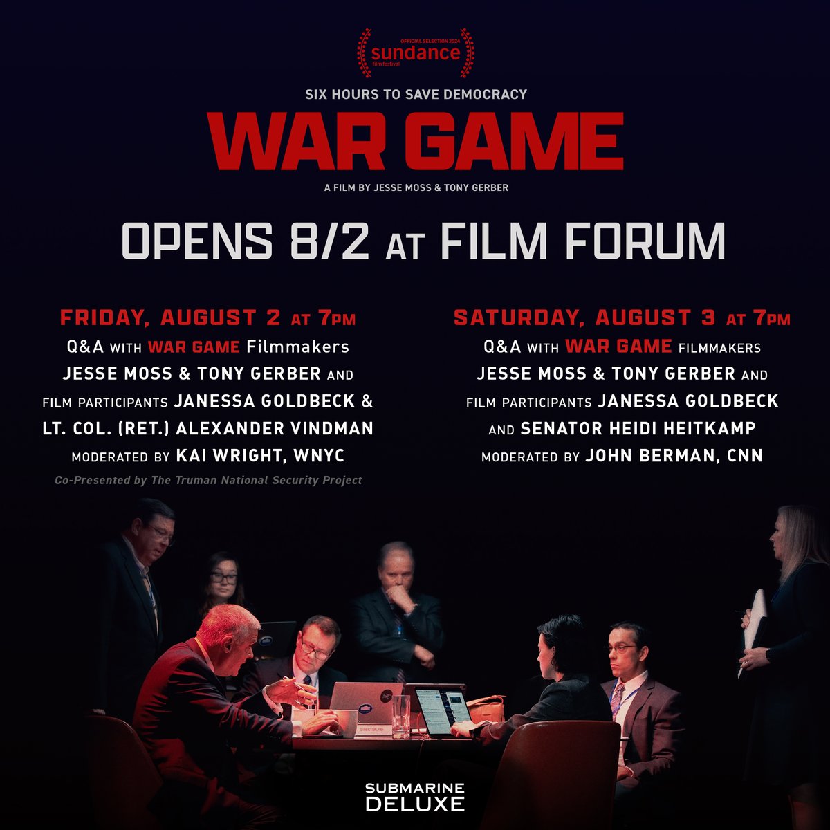 WarGameFilm's tweet photo. The acclaimed new documentary #WarGameFilm brought together leaders from across the political spectrum to face the threat of extremism in the military head-on. Join the directors and participants at @FilmForumNYC for select opening weekend screenings.
🎟️: https://t.co/PPuGBucwem https://t.co/HZDCzegKMZ