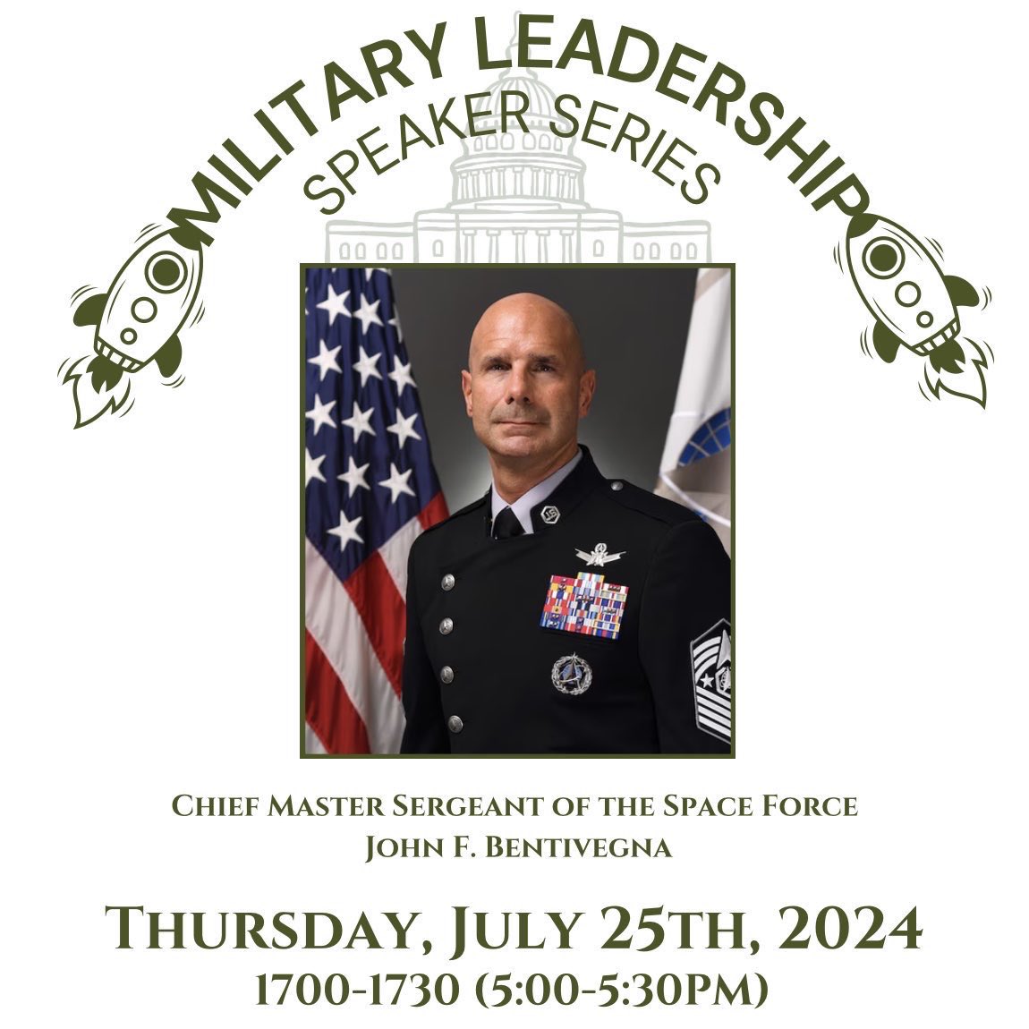 VeteransStaff's tweet photo. On behalf of the Congressional Service Member &amp; Veterans Staff Association, we would be honored to have you join the first of our many Military Leadership Speaker Series ft. U.S. Space Force Chief Master Sergeant John Bentivegna. @SpaceForceDoD 

To RSVP: https://t.co/iVoH8mzXDR https://t.co/3cWdKGsd58