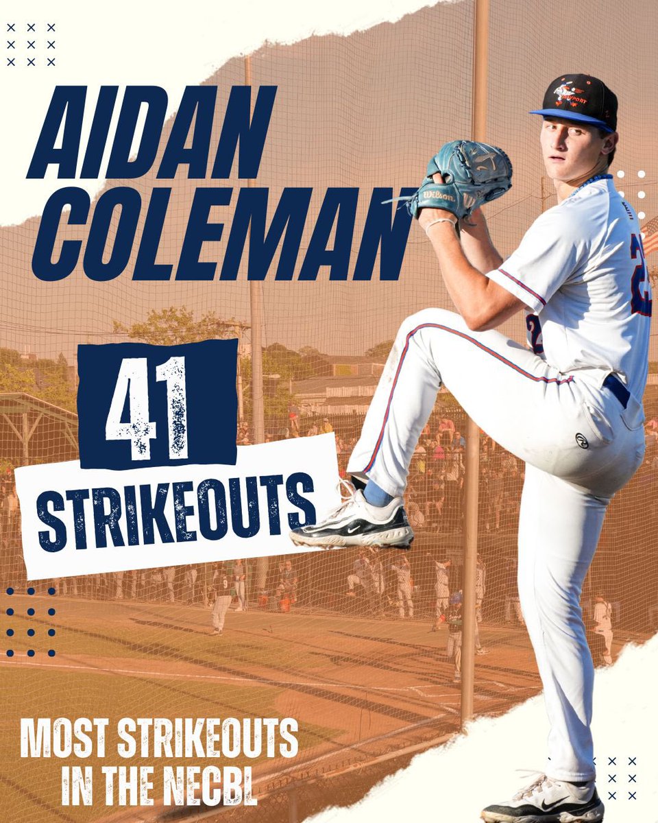 Aidan Coleman and Dixon Williams are among the NECBL’s best!⭐️🥇

Aidan Coleman leads the league with 41 strikeouts and Dixon Williams leads the league in batting average with .410! 

Come watch them at Cardines Field tomorrow for their next home game at 6:35pm!
