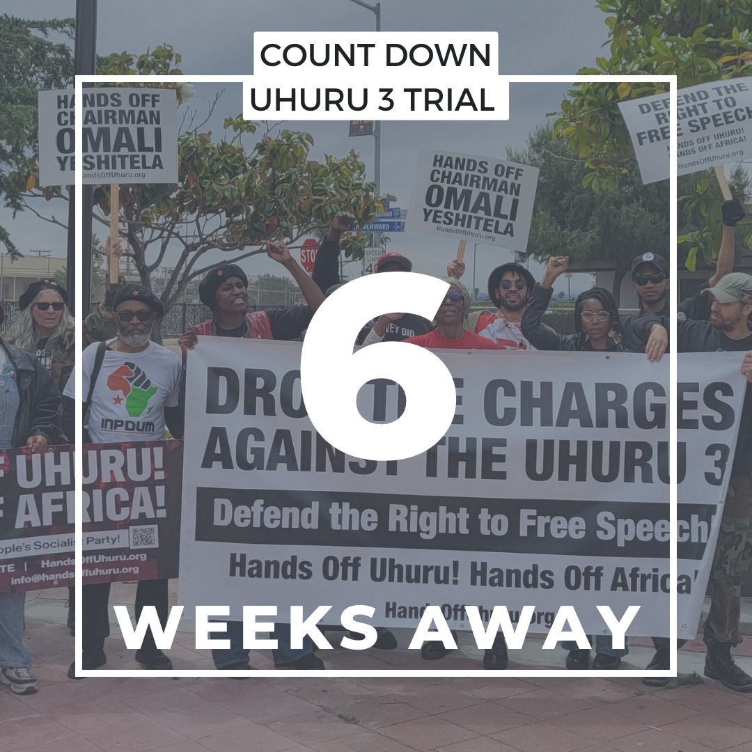 HandsOffUhuru's tweet photo. 6 WEEKS AWAY from the historic September 3 Uhuru Trial!
🗓️Mark your calendars!
💻️Visit https://t.co/sJAgDrIIkE to see how you can get involved!
#AllOutToSeptember3 https://t.co/mwPJtCFxk4