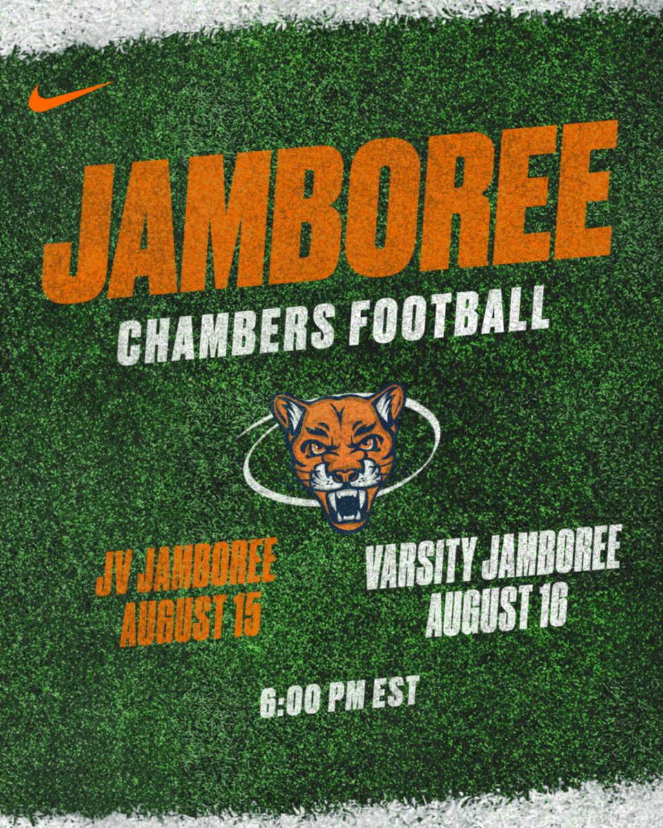 Julius L Chambers Cougars FB (@jccougarsfb) on Twitter photo We will be hosting a JV Jamboree on Aug. 15 and Varsity Jamboree Aug. 16 here at the Cougar's Den. Both events will be held at 6:00 pm, featuring some of the top programs in the area. Please contact Wiggins if you need any additional information; brandonl.wiggins@cms.k12.nc.us. We will be hosting a JV Jamboree on Aug. 15 and Varsity Jamboree Aug. 16 here at the Cougar's Den. Both events will be held at 6:00 pm, featuring some of the top programs in the area. Please contact Wiggins if you need any additional information; brandonl.wiggins@cms.k12.nc.us.