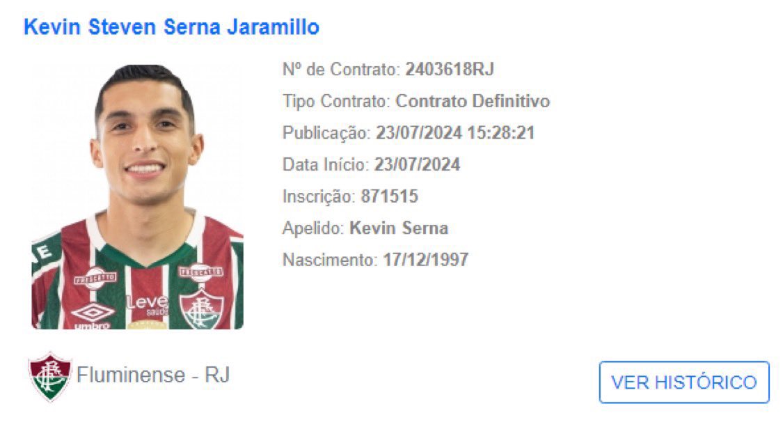 Rei do Futebol 🇮🇹 (@reidofutebolhd) on Twitter photo BIDOU 🚨🚨
O atacante Kevin Serna foi registrado no BID e já está liberado para estrear pelo Fluminense 🇮🇹. Boa sorte GUERREIRO!!
🗞 <a href="/Victorg_Lessa/">Victor Lessa</a> BIDOU 🚨🚨
O atacante Kevin Serna foi registrado no BID e já está liberado para estrear pelo Fluminense 🇮🇹. Boa sorte GUERREIRO!!
🗞 <a href="/Victorg_Lessa/">Victor Lessa</a>