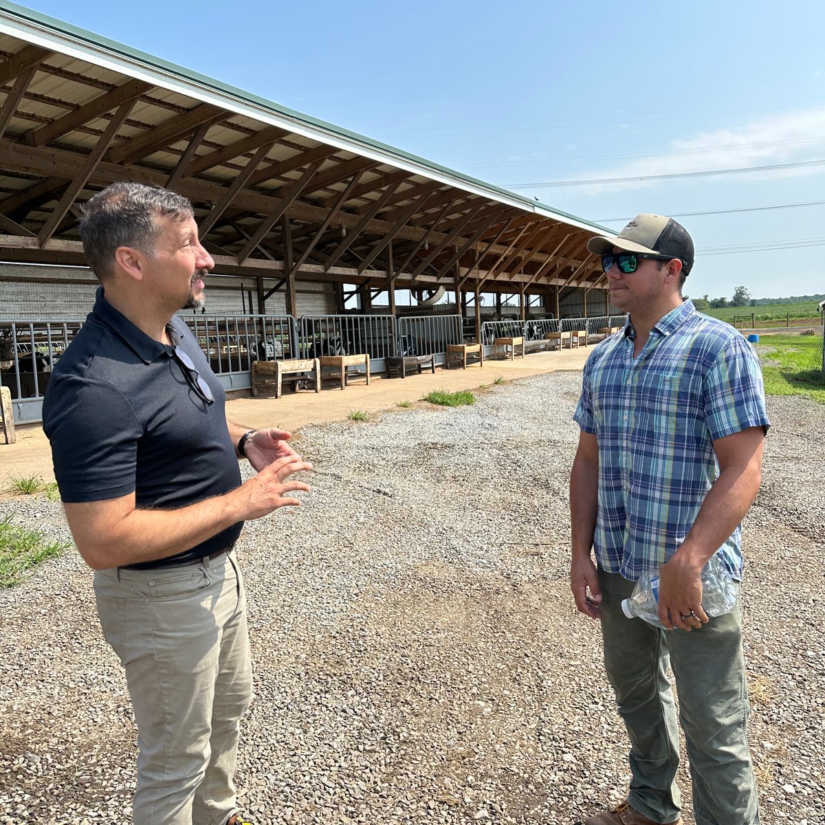 Thank you to <a href="/VaAgriculture/">VDACS</a> Commissioner Joe Guthrie and <a href="/EPAregion3/">U.S. EPA Mid-Atlantic Region</a> Administrator Adam Ortiz for spending time to learn how our member-owners are making an important impact on local communities and improving the environment.

#Sustainability #MDVAMilk #SustainableDairy
