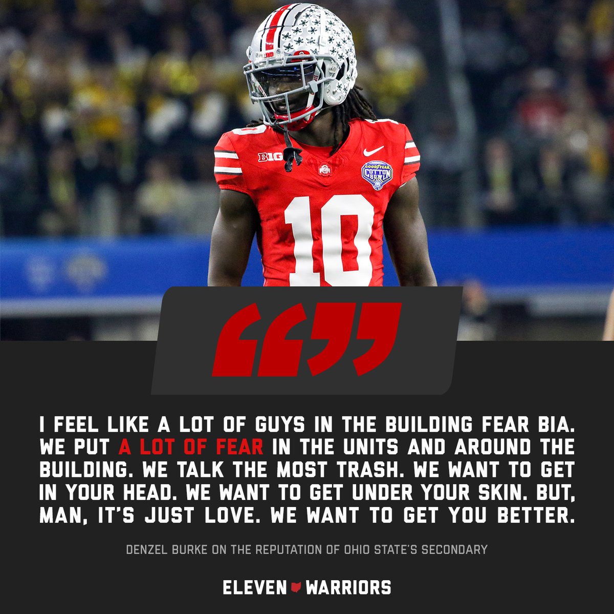 11W's tweet image. Ohio State’s secondary has a scary reputation inside the Woody Hayes Athletic Center.