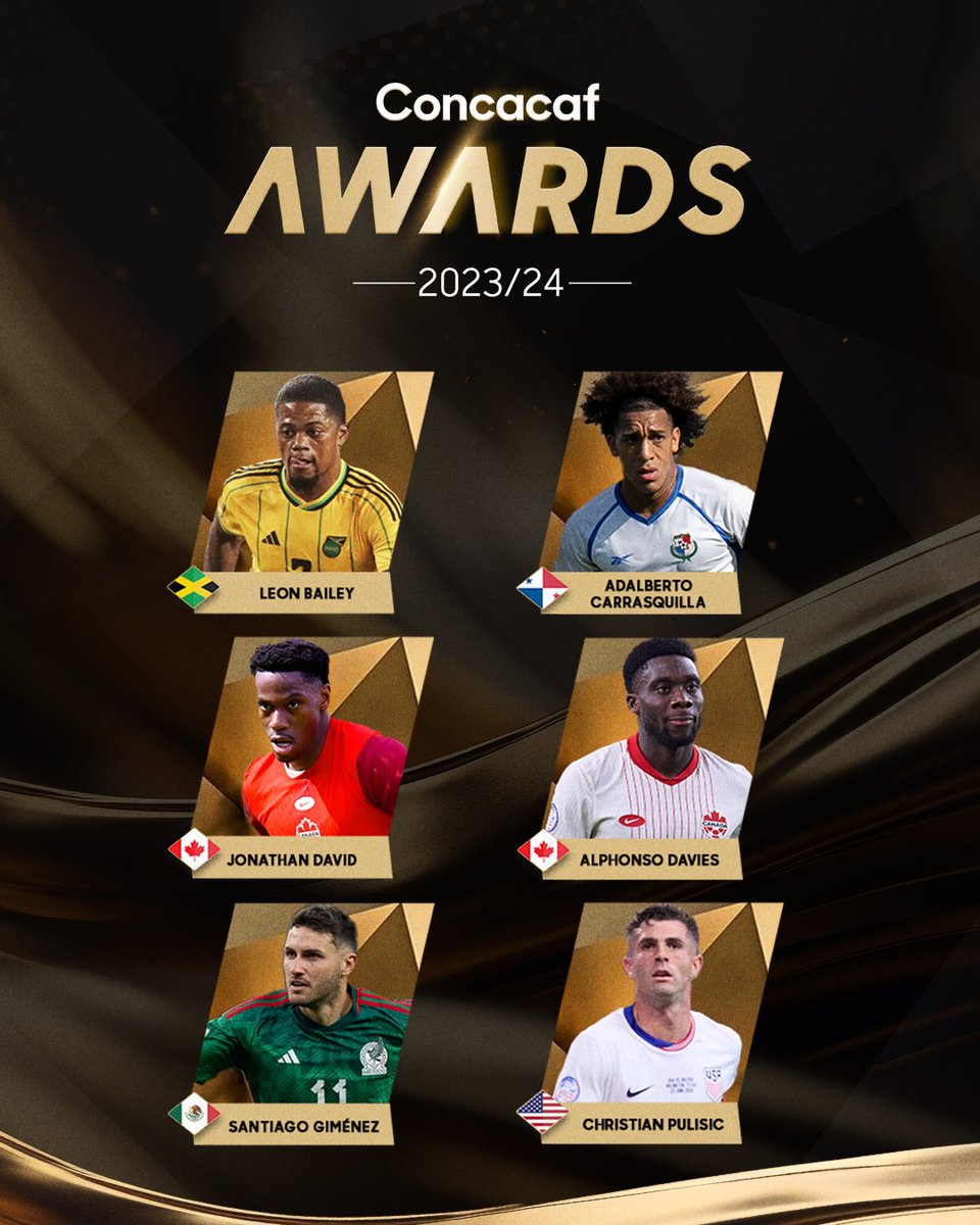 Concacaf's tweet photo. It’s time for the Concacaf Awards 2023/24! ⚽

Vote for the Men’s Player of the Year nominees here 🔗 https://t.co/2ToSL4fOzb 🌟 https://t.co/T2YdK6gWdO