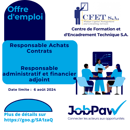 JobPaw's tweet photo. Offre d'emploi - @CFET SA recrute :
Responsable Achats Contrats
Responsable administratif et financier adjoint
https://t.co/eunNTGJBIT
#JobPaw #JobPawOpportunite #cfet #offredemploi #Haiti https://t.co/2RAfSymR7l