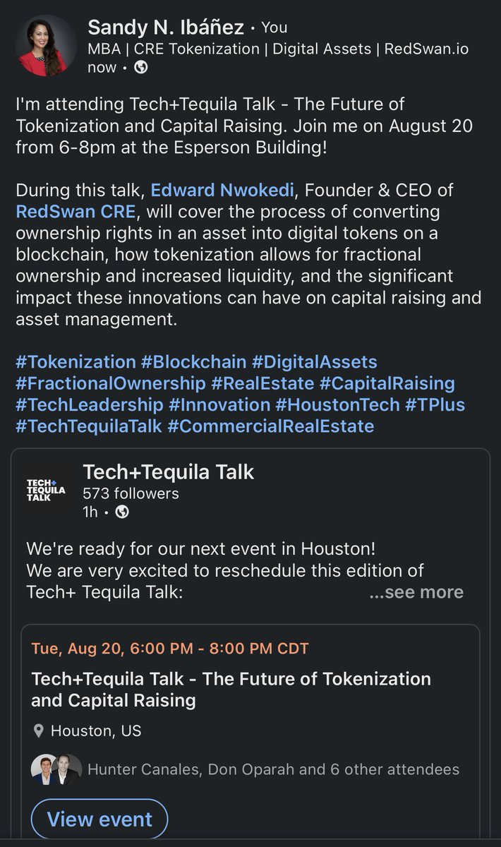 VPOpsRedSwanCRE's tweet photo. Join us for a talk on all things #Tokenization and how @RedSwanCRE is paving the way! https://t.co/xz9vEEJbV2