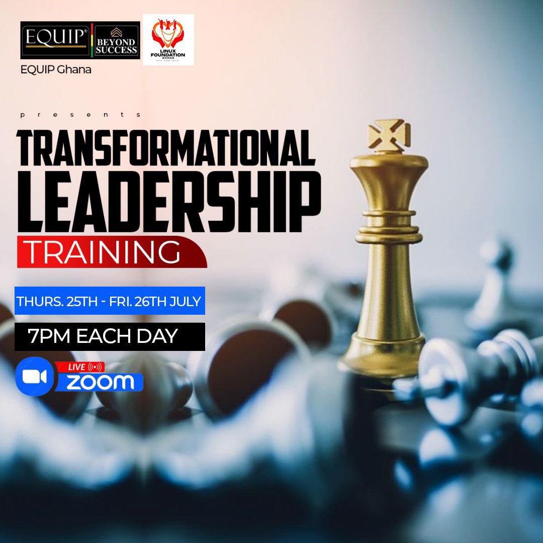 linuxFGh's tweet photo. We are thrilled to announce a 2-day virtual Transformational Leadership Training, organized by Equip Ghana in partnership with the Linux Foundation Ghana. Join us on Thursday, July 26th, and Friday, July 26th, at 7 PM each day for 1.5 hours of inspiration and growth.

1/2 🧵 https://t.co/MplwB64vnc