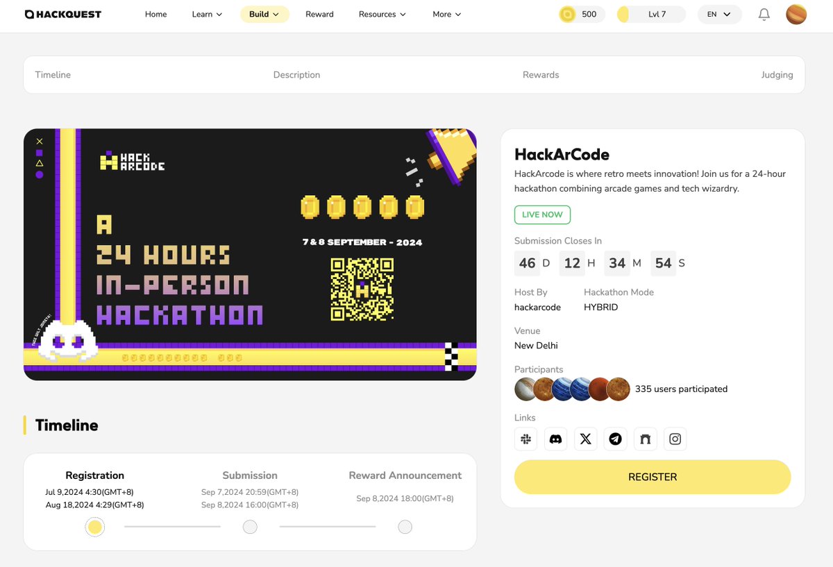 HackQuest_'s tweet photo. GM HackQuesters 👋

Excited to announce that the 24-hour IRL hackathon @hackarcode is LIVE on HackQuest, and we are proud to be the title sponsor 🚀

📆: September 7-8, 2024
📍: New Delhi, India
🛤️: General, All girls, Best Beginner &amp; Game
🔗: https://t.co/FJ2CLWSngO
🧵/👇 https://t.co/0FsBjyVMpS