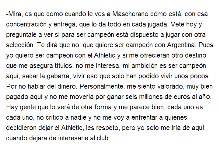 MarkelRozas's tweet photo. Palabras de Óscar de Marcos en 2014, después de que Argentina perdiera la final del mundial y de que el mismo tuviera ofertas de grandes equipos europeos.

El resto es historia. El famoso Athletic, campeón. #AthleticClub #NicoWilliams https://t.co/47BTFszYwp