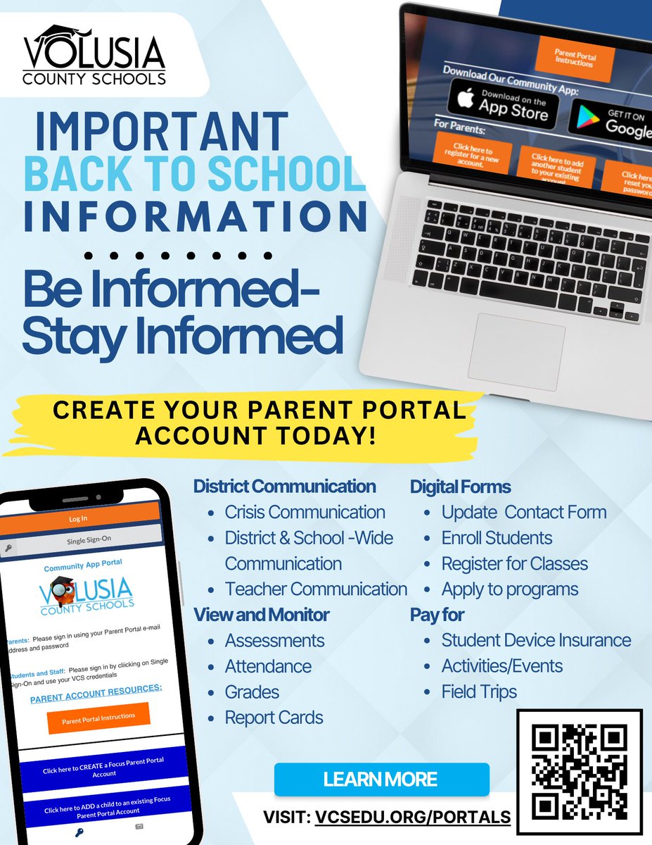As we gear up for the 24/25 school year, make sure you're prepared and informed by setting up your Parent Portal account! With Parent Portal, you can stay connected to your student's grades, attendance, assessments, and more.
Click here to get started: vcsedu.org/portals