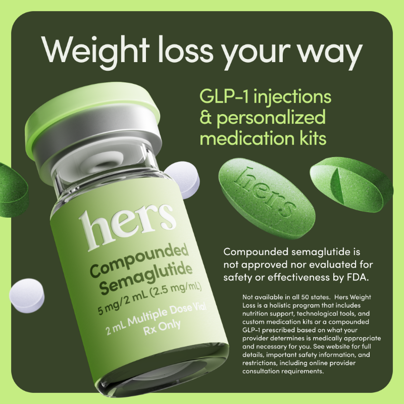 Introducing a new way to meet your weight loss goals 🎉 GLP-1 injections from Weight Loss by Hers Why Hers? ✓ One weekly shot of compounded semaglutide ✓ Treatment plans starting at