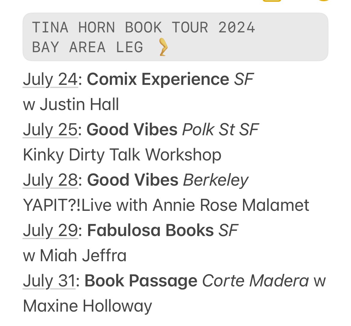 tinahornsass's tweet photo. Bay Area, I am coming to you! https://t.co/hiK50wtVs6