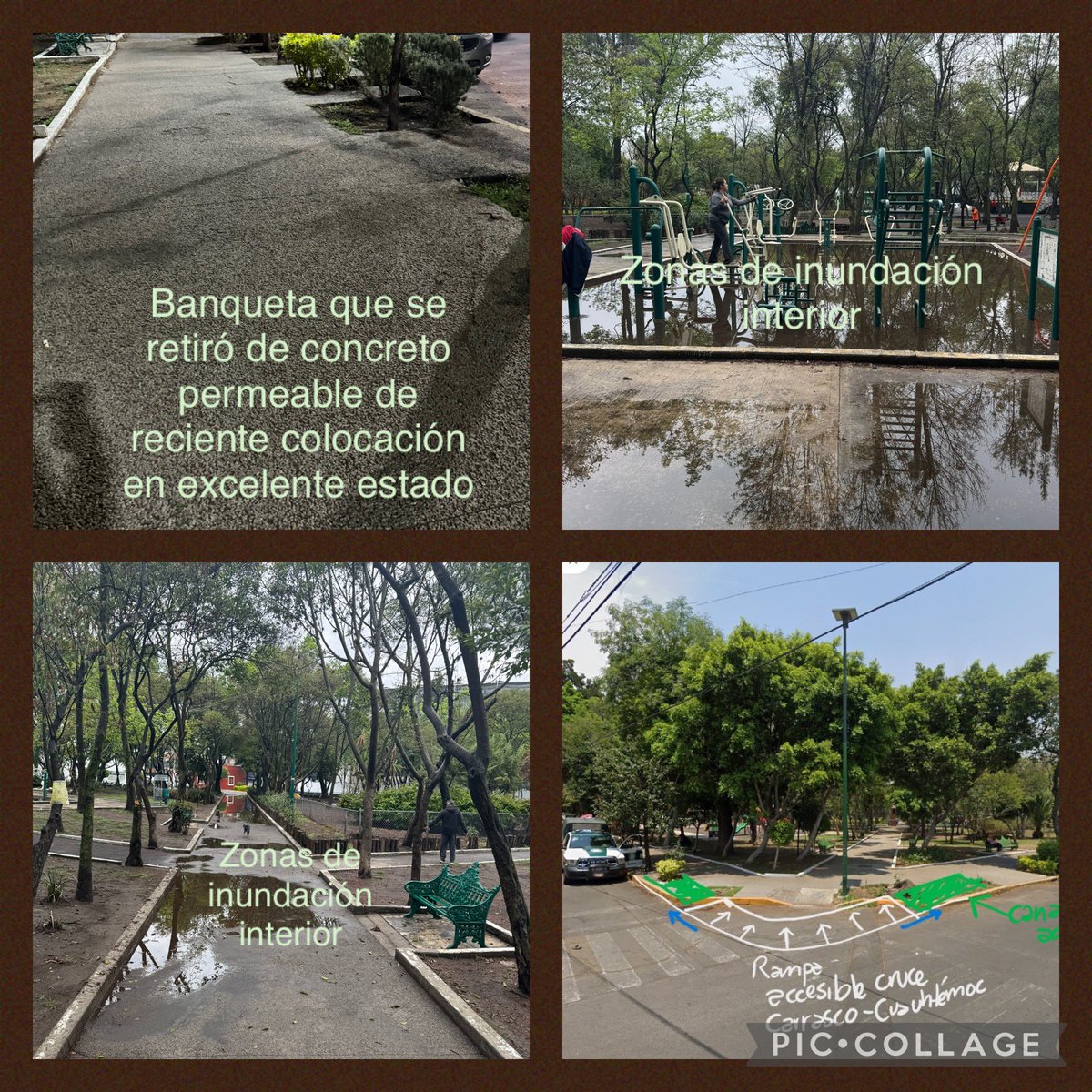 ParqueCuauhtemocToriello (@parqcuauhtemoc) on Twitter photo <a href="/ParqCuauhtemoc/">ParqueCuauhtemocToriello</a> pendiente de respuesta de <a href="/TlalpanAl/">Alcaldía Tlalpan</a> 1. Restitución de banqueta perimetral con materiales de calidad igual o mejor al retirado (concreto permeable) 2. - Cruces peatonales y rampas 3. Solución de inundaciones en el interior pasillos, área de juegos y aparatos <a href="/ParqCuauhtemoc/">ParqueCuauhtemocToriello</a> pendiente de respuesta de <a href="/TlalpanAl/">Alcaldía Tlalpan</a> 1. Restitución de banqueta perimetral con materiales de calidad igual o mejor al retirado (concreto permeable) 2. - Cruces peatonales y rampas 3. Solución de inundaciones en el interior pasillos, área de juegos y aparatos