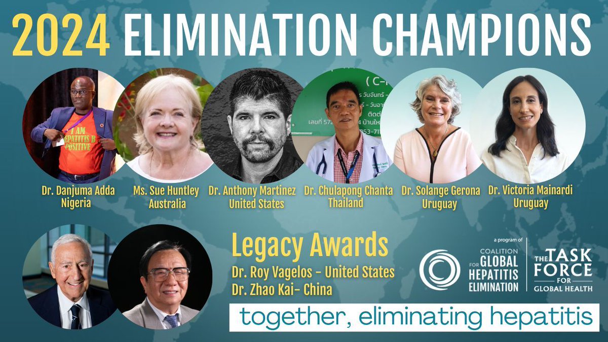 In honor of #WorldHepatitisDay, we’re thrilled to roll out the 2024 CGHE Elimination Champions and the first-ever Legacy Awards🏆 These eight exceptional individuals inspire others with their contributions to global health equity &amp; hepatitis elimination.

buff.ly/465YRh2