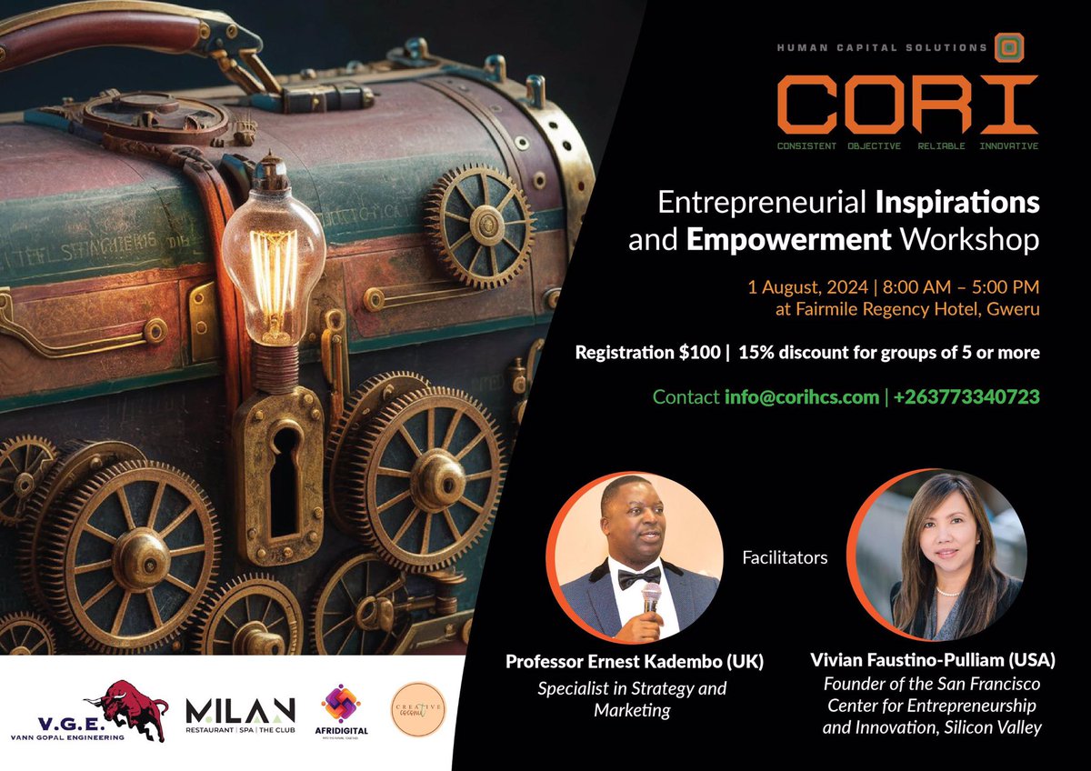 ‘STEPPING OUT WITH CHAMPIONS’ 
Entrepreneurial Inspirations and Empowerment Workshop - hybrid event

Be sure to participate in this transformation workshop guaranteed value addition. 
Herewith registration form to secure your place.  
docs.google.com/forms/d/e/1FAI…
#Business 
#strategy