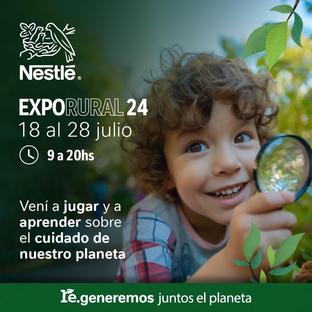 .<a href="/NestleArgentina/">Nestlé Argentina</a> volvió a la #ExpoRural! Con actividades increíbles para toda la familia!
Talleres de sustentabilidad, juegos interactivos, espacios de dibujos para niños, clases de cocina y mucho más!

Del 18 al 28 de julio, en La Rural, Buenos Aires.