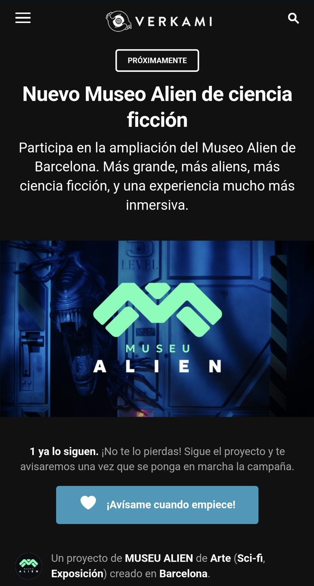 Alrededor de Octubre se lanzará una campaña de crowdfunding, este es el enlace para que os avisen 
verkami.com/projects/38680…
