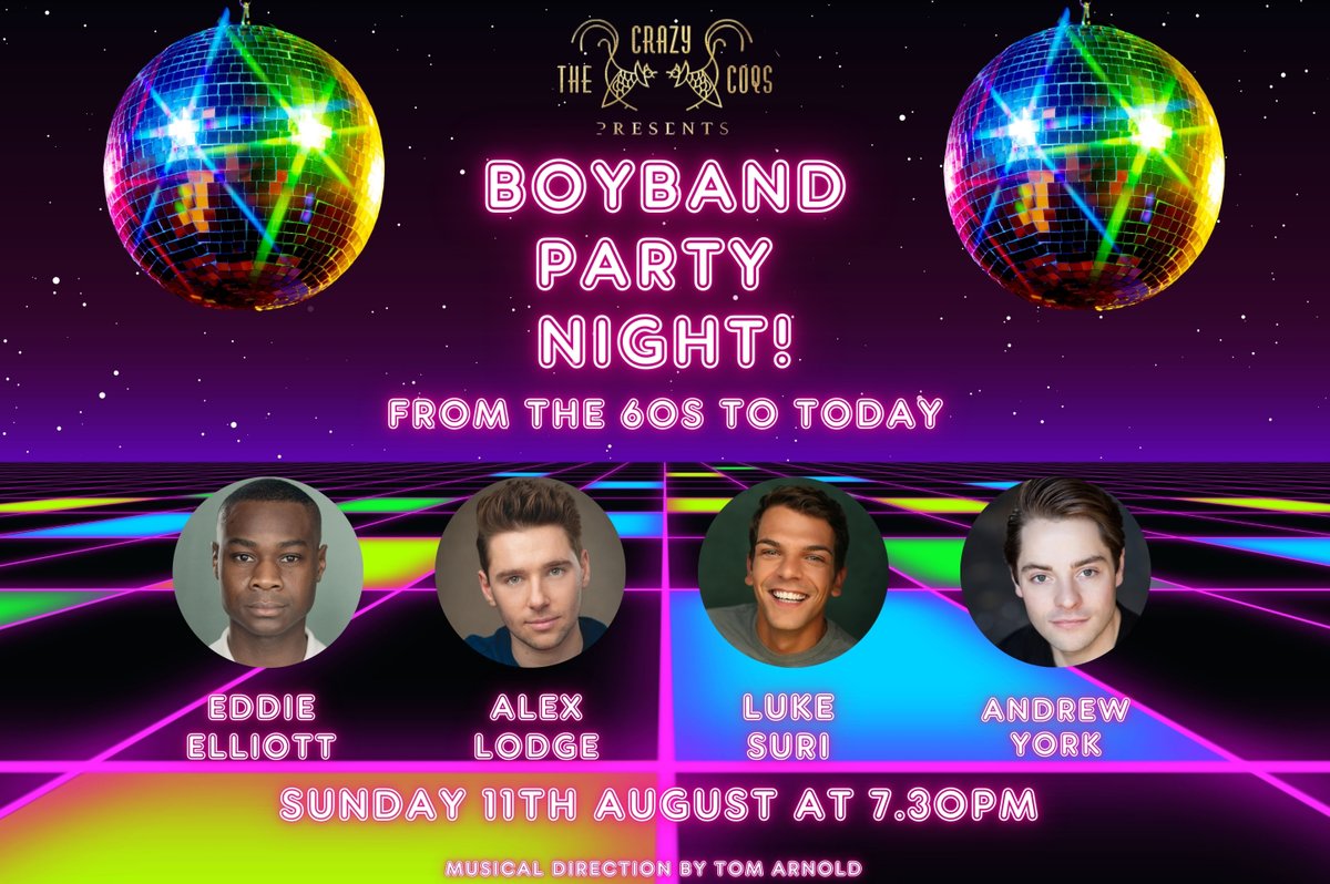 The Crazy Coqs Presents (@theccpresents) on Twitter photo Join us on Sun 11th Aug at 7.30pm <a href="/CrazyCoqs/">Crazy Coqs</a> when <a href="/TheCCPresents/">The Crazy Coqs Presents</a> The West End Sings…. Boyband Party Night! with <a href="/Eddielliott/">Eddie Elliott</a> <a href="/alexanderlodge/">Alex Lodge</a> <a href="/LukeSuri/">Luke Suri</a> & <a href="/_andrewyork/">Andrew York</a> Host: @markrobertpetty #TakeThat #BackstreetBoys #Jackson5 #Osmonds #OneDirection + more! brasseriezedel.com/events/the-cra… Join us on Sun 11th Aug at 7.30pm <a href="/CrazyCoqs/">Crazy Coqs</a> when <a href="/TheCCPresents/">The Crazy Coqs Presents</a> The West End Sings…. Boyband Party Night! with <a href="/Eddielliott/">Eddie Elliott</a> <a href="/alexanderlodge/">Alex Lodge</a> <a href="/LukeSuri/">Luke Suri</a> & <a href="/_andrewyork/">Andrew York</a> Host: @markrobertpetty #TakeThat #BackstreetBoys #Jackson5 #Osmonds #OneDirection + more! brasseriezedel.com/events/the-cra…