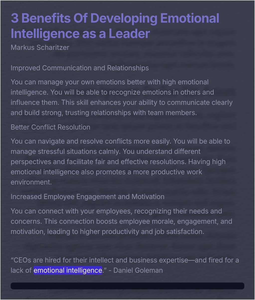 mscharkus's tweet photo. 3 Benefits Of Developing Emotional Intelligence as a Leader https://t.co/YyPaeK97Pi