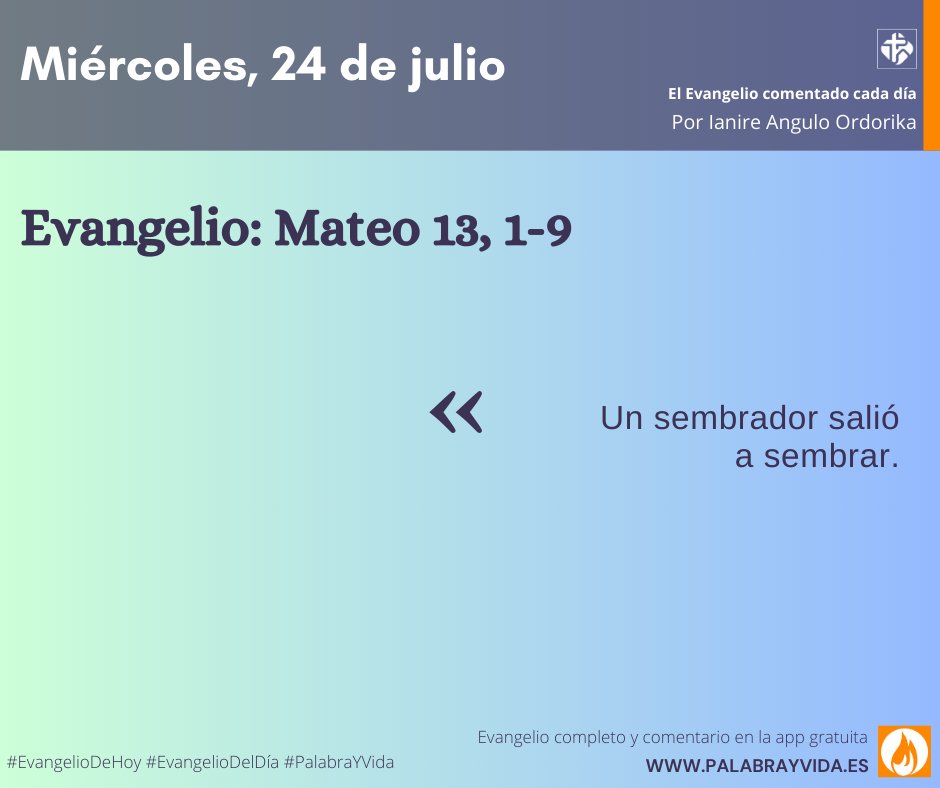 editorialPCL's tweet photo. 🧑‍🌾 Confía en la capacidad generadora de vida que concentra la semilla, mantiene la esperanza en el potencial de la tierra y lanza el grano sin racanear. ¿Y si hoy intentamos imitar a ese sembrador? @IanireAngulo 

#EvangelioDelDía #EvangelioDeHoy #PalabrayVida https://t.co/IOiSpgRNv9