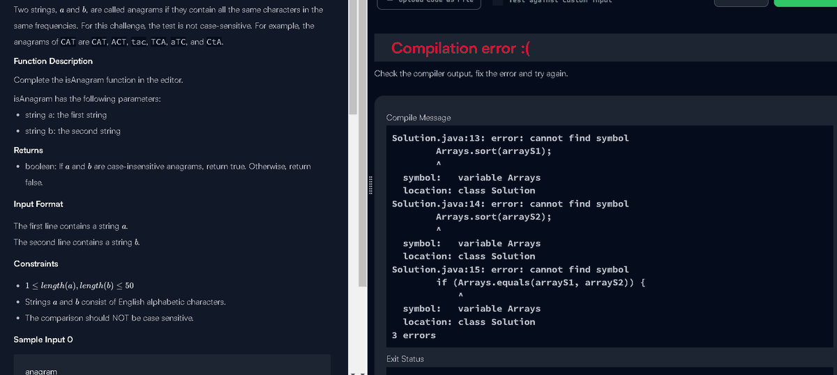 sharmasarthak13's tweet image. Can Anybody help me in this !
I am getting error !!

#HackerRank #Java #error
