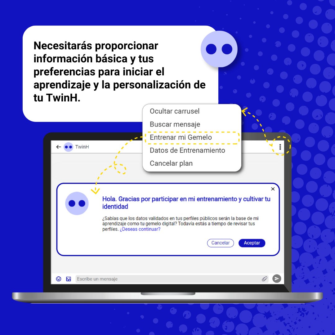 Hemos hablado mucho sobre el Twin-H.

Pero, seguro te preguntas ¿Cómo crear el gemelo digital?  🤔

😏 Aquí te dejamos los pasos...
¿Ya tienes el tuyo?

#ArtificialIntelligence | #twins | #IntelligenceArtificielle