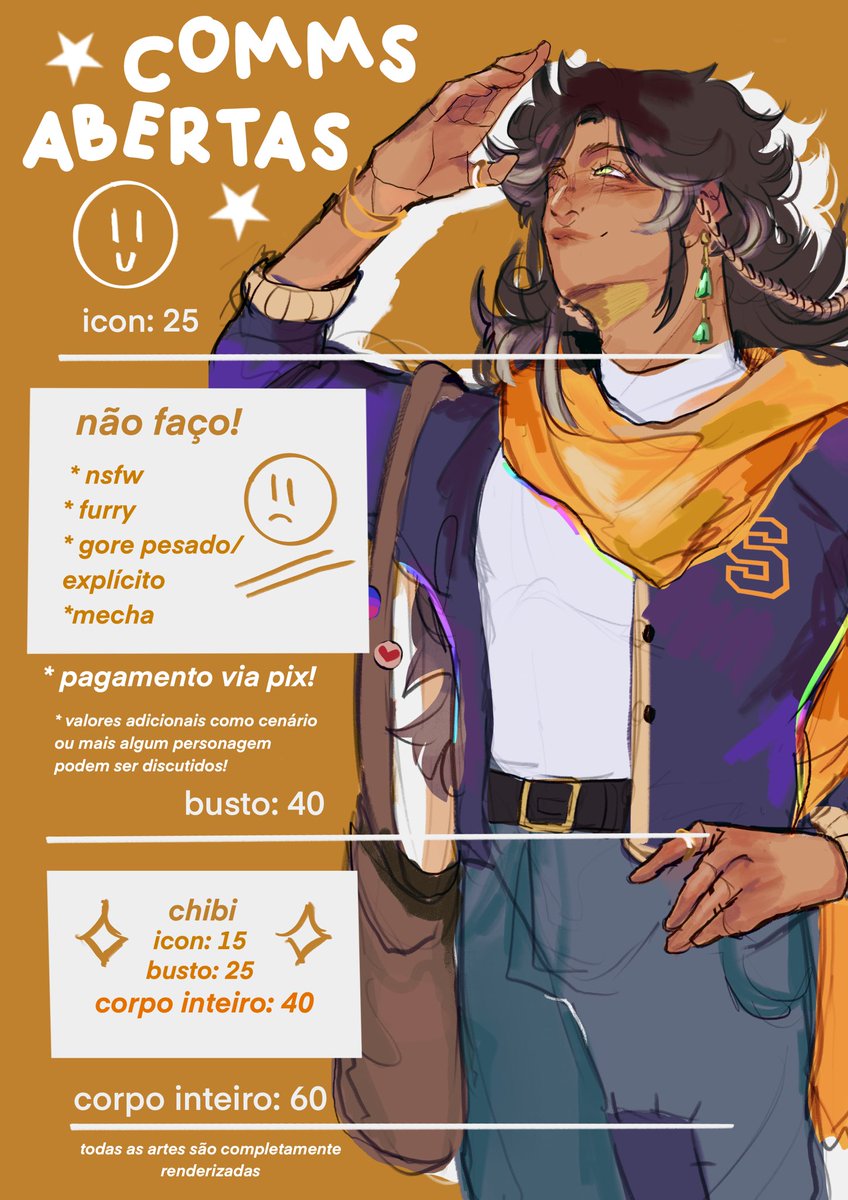 ✨🌤️ 💛COMISSÕES ABERTAS!!! 💛✨🌤️
— Em comemoração aos meus 500 mil seguidores rs eu decidi abrir minhas promoções de comms 😁
—   Qualquer dúvida só me chamar na dm!!! 💛