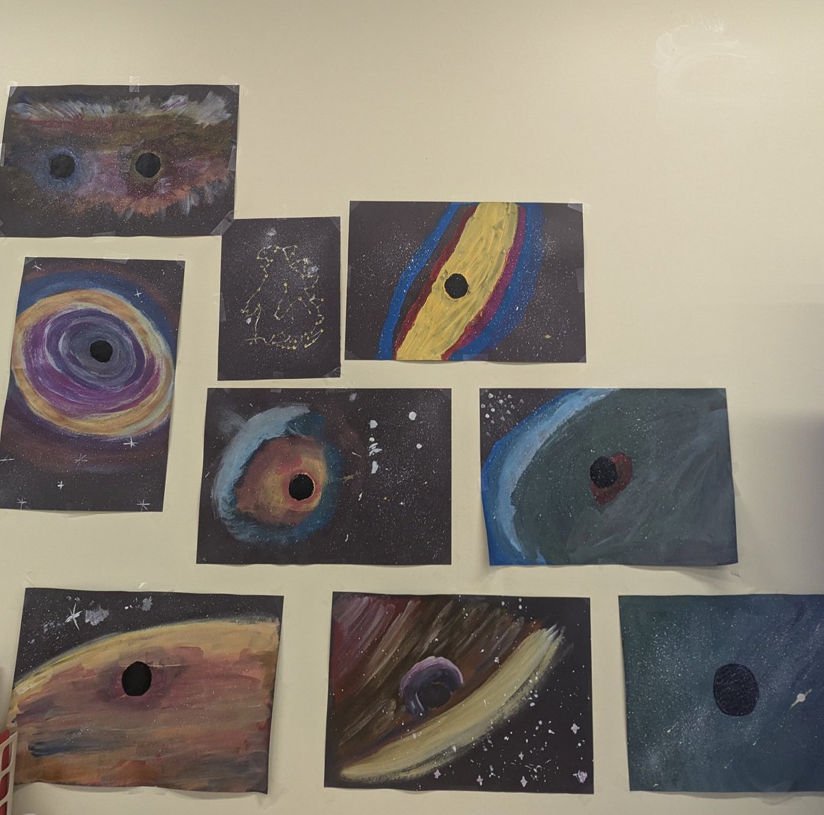 ReadsEast's tweet image. Check out these beautiful black hole drawings made last week after learning  about outer space. 🌠🚀👽🌌