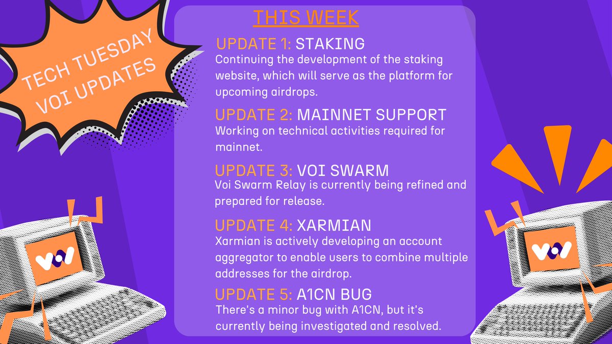 Its Tech Tuesday once again 🤓

The Voi devs have been hard at work, tackling everything from mainnet activities to bug fixes and beyond 🐜

Check out this week's key takeaways ⤵️