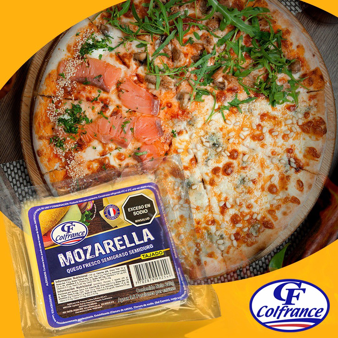 colfrance's tweet photo. ¿Cuál es el ingrediente que no puede faltar en tu pizza favorita? 🍕 Si pensaste en nuestro #QuesoMozarella 🤤¡Acertaste! https://t.co/TaUXr4MeWo