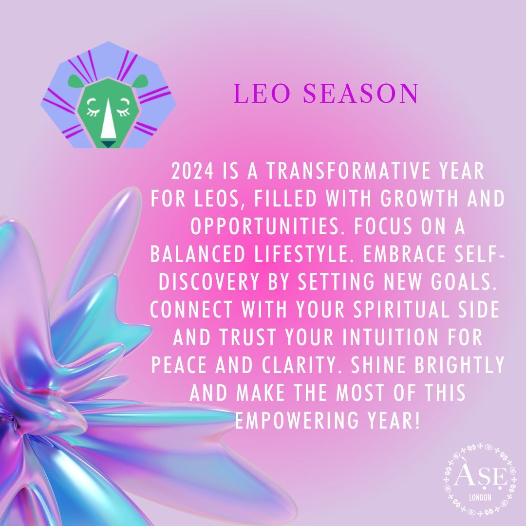 Leo season it’s here and fearless leo’s it's your time to shine! Get ready for bold adventures, fierce confidence, and unforgettable moments this Leo season. 🦁✨ 

#LeoSeason #Aselondon #EnergyisEverything #growth #spiritual #manifest #starsigns