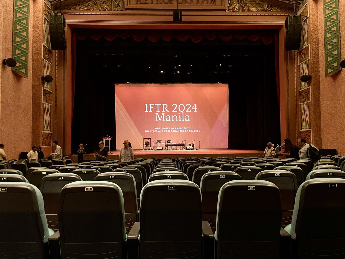 LiamJarvis's tweet image. Inspiring conversations at the #IFTR2024 conference last week in the Philippines. Pleasure to re-join the @IFTRInt_medial group, present a paper on the #GANTheatres installation of AI-generated synthetic theatres & discuss the language problems of ‘AI’ @iftrcomms @CSSD_Research