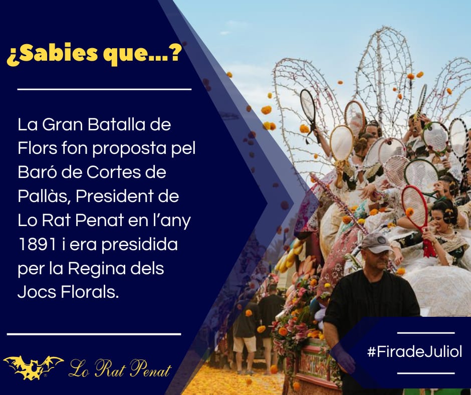 🌸La Batalla de Flors, la batalla més bonica del món.

👤Pascual Frígola i Ahiz fon president de Lo Rat Penat en dos ocasions, la primera de 1887 a 1889 i la segona de 1891 a 1893.

#BatalladeFlors #FiradeJuliol #Valéncia