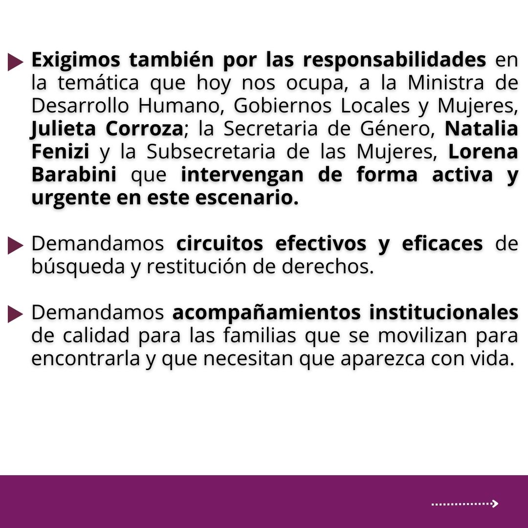 LaRevuelta_ok's tweet photo. Exigimos al Estado provincial, al gob.  @Rolo_Figueroa, al fiscal Andrés Azar, a la Min. de Desarrollo Humano, Gobiernos Locales y Mujeres @julietacorroza, a la Sec. de Género @NataliaFenizi, a la Subsecretaria de las Mujeres @lorebarabini que Luciana Muñoz aparezca con vida 👇 https://t.co/s5wsm7uFfR