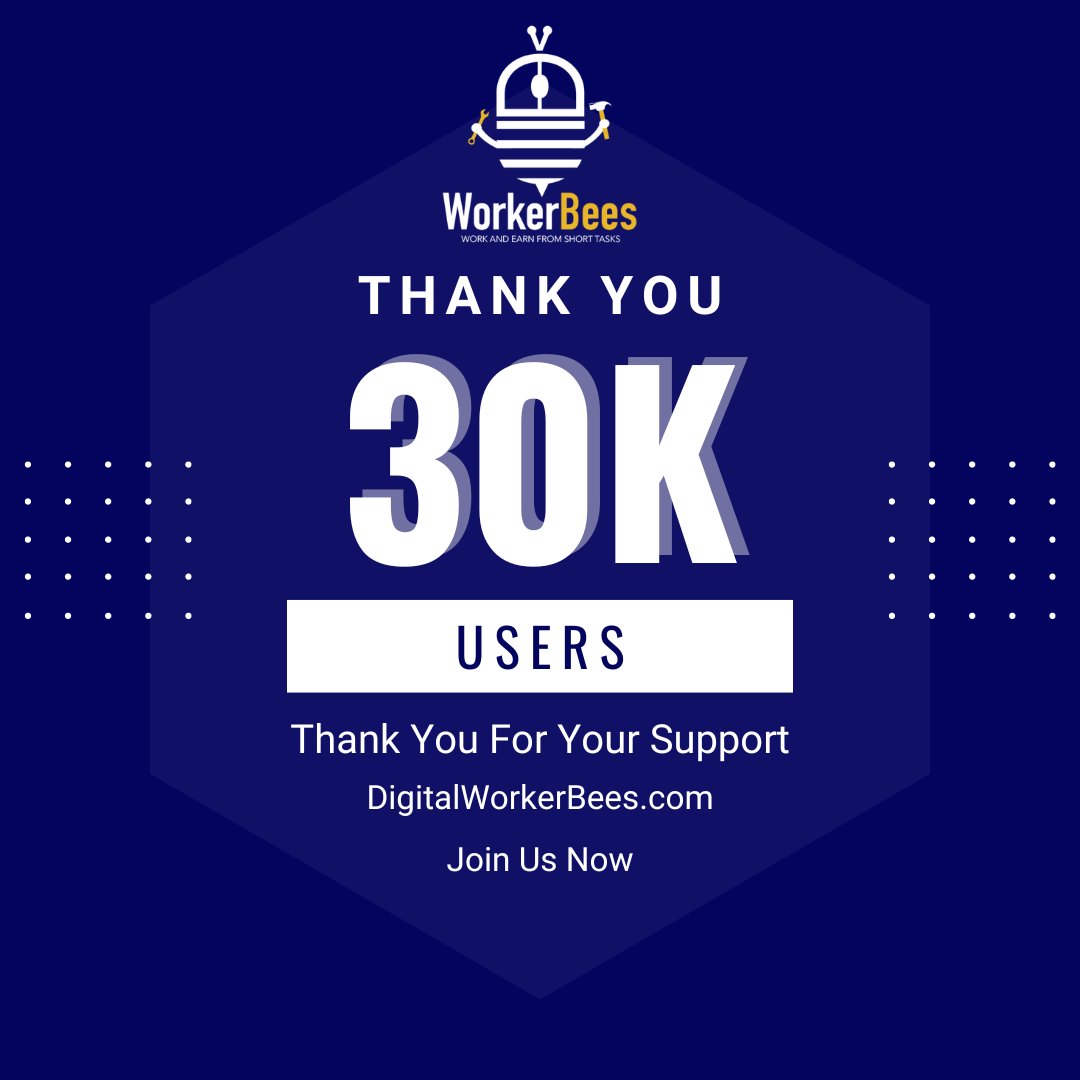 MicroWorkerBees's tweet photo. ๐Weโve reached 30k+ users on Digital WorkerBees!๐
Thanks for your support! We need more employers to provide tasks for our growing community.
Join us at https://t.co/uByp2YGr9O and help keep the hive buzzing!๐
#DigitalWorkerBees #30kStrong #JoinUsNow #WorkAndEarn #Shorttask https://t.co/aDfUIKp9R6