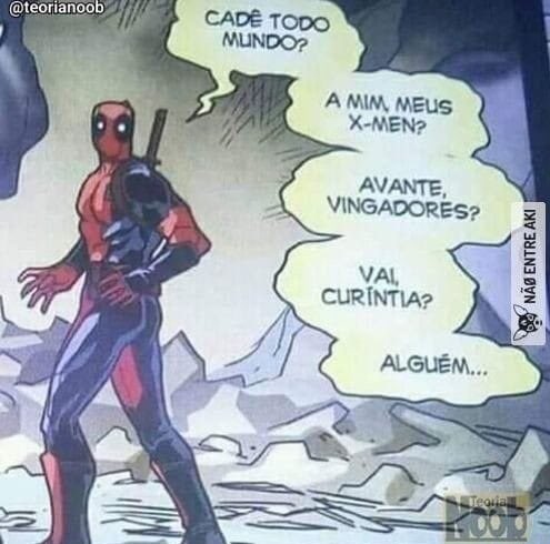 elyelsccp's tweet photo. já que o filme do Deadpool e Wolverine está no hype uma curiosidade sobre ele.

em um quadrinho dele na versão brasileira tem o Deadpool mandando um "Vai Curintia'

isso mesmo o Deadpool é Corinthiano 👊🏻 https://t.co/Fp30zIBW8A