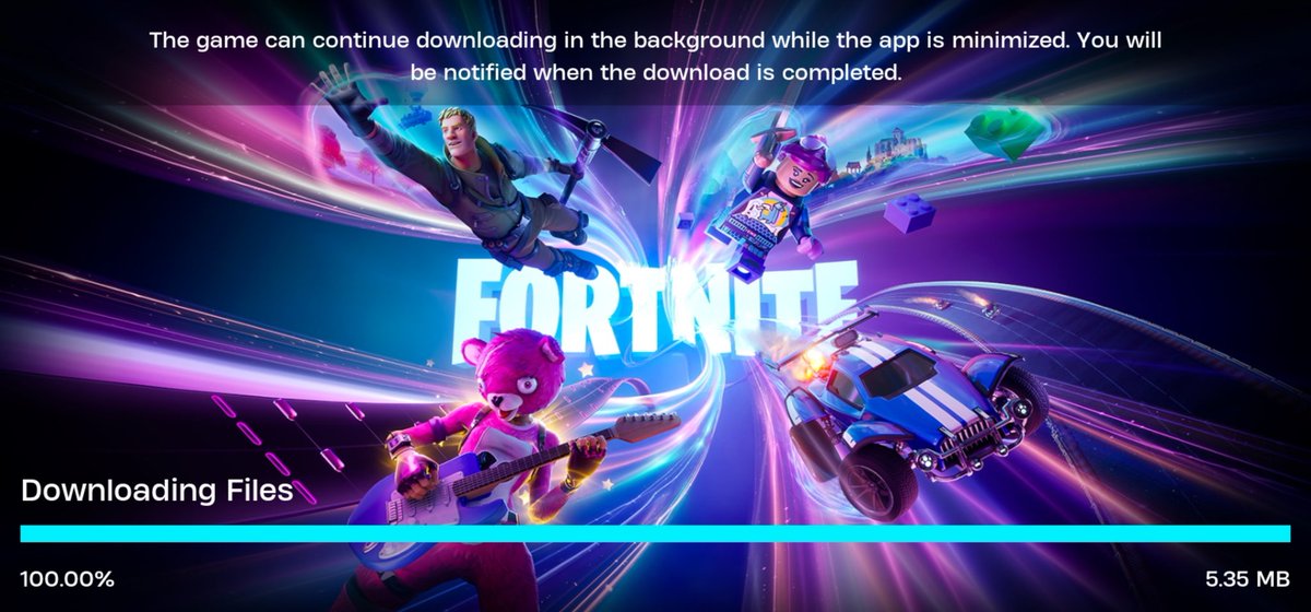 Queenie_Bee__'s tweet photo. @FortniteStatus I keep getting stuck here on fn mobile. Force closing and re-opening gets me a pop up asking me to clear cache then reload, which I do. It starts the download again but again gets stuck at 100%. Waited 10+ mins but no change https://t.co/bzLlar5Bpv