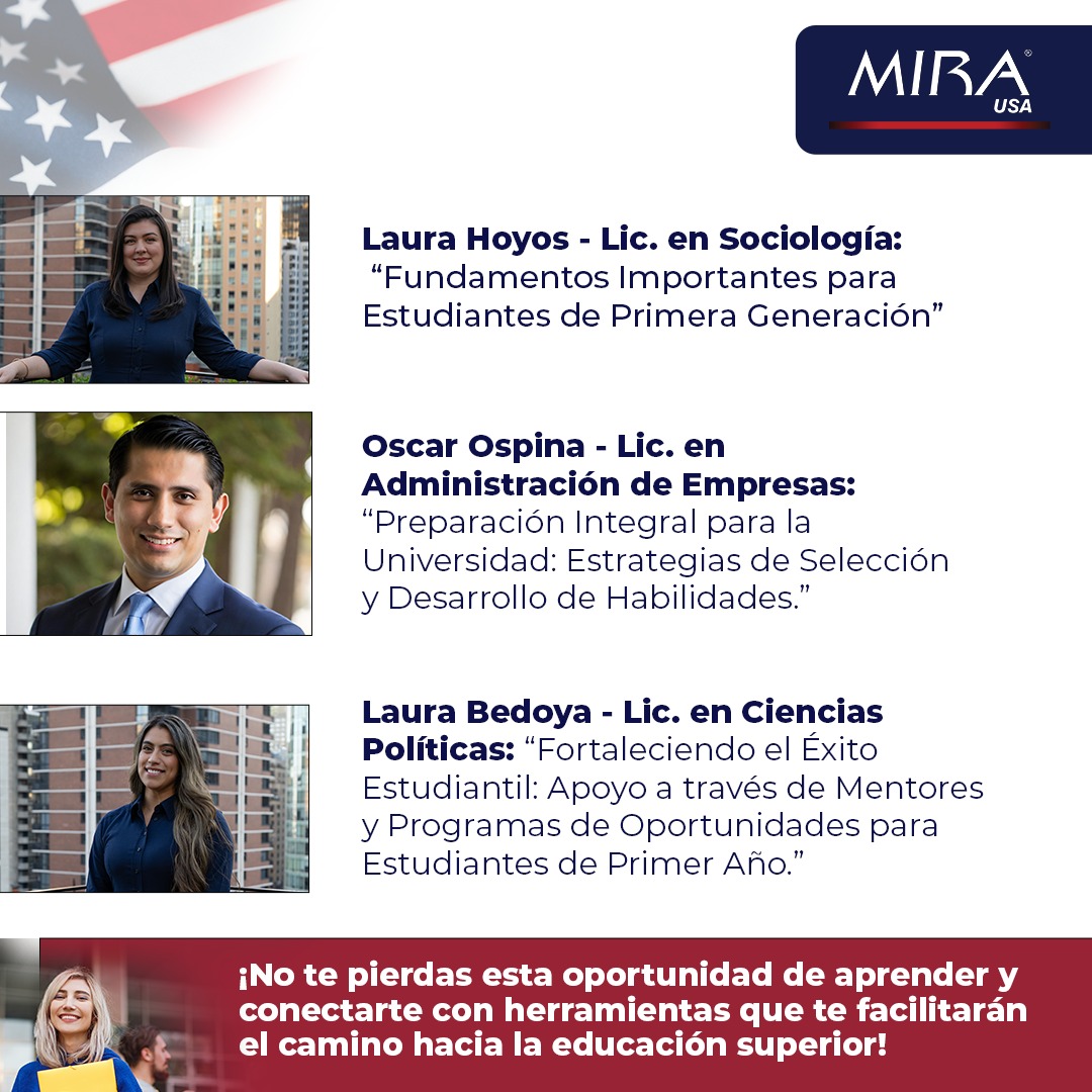 📢 ¡Atención futuros universitarios! ¿Listos para ingresar a la universidad en los Estados Unidos?

Nuestro webinar, "El Proceso de Admisión Universitaria en los Estados Unidos: Mejores Prácticas para Estudiantes de Primera Generación - Parte 1", es justo lo que necesitas.📝