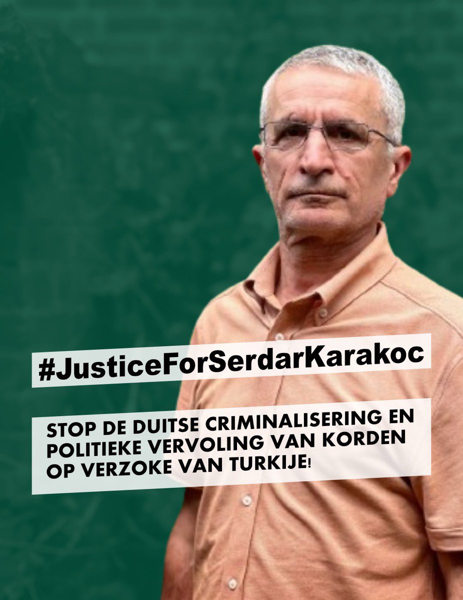Tuğba Hezer (@tugbahezer) on Twitter photo Wij eisen dat de Nederlandse rechterlijke macht de belemmeringen voor de vrijheid van de Koerdische journalist Serdar Karakoc wegneemt! Wij dringen er bij de Europese politici op aan niet toe te geven aan de druk van Turkije.
#JusticeForSerdarKarakoc
@ministerieJen
<a href="/ministerjenv/">David van Weel</a> Wij eisen dat de Nederlandse rechterlijke macht de belemmeringen voor de vrijheid van de Koerdische journalist Serdar Karakoc wegneemt! Wij dringen er bij de Europese politici op aan niet toe te geven aan de druk van Turkije.
#JusticeForSerdarKarakoc
@ministerieJen
<a href="/ministerjenv/">David van Weel</a>