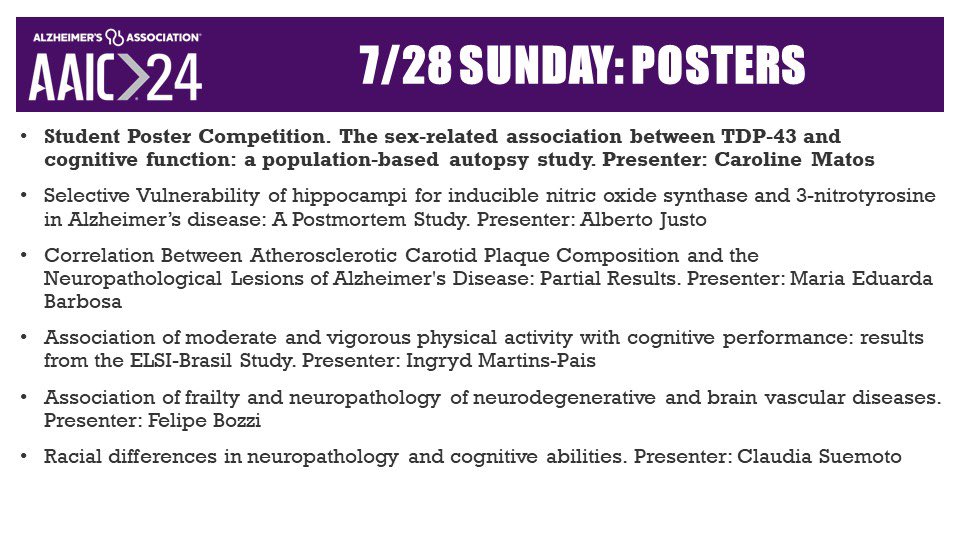 BCarvalhoPontes's tweet photo. Come and join the #SuemotoLab at the AAIC 2024 in Philadelphia, USA @alzassociation 
Check out the full programation down below 🧶 https://t.co/3TuHyHQzhe